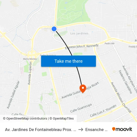 Av. Jardines De Fontainebleau Prox. C/Crisantemos to Ensanche Piantini map