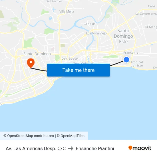 Av. Las Américas Desp. C/C to Ensanche Piantini map