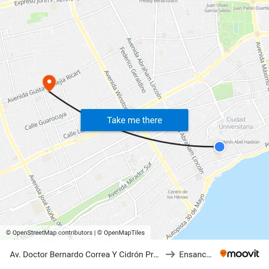 Av. Doctor Bernardo Correa Y Cidrón Prox. C/Lic. Rafael Augusto Sanchez to Ensanche Piantini map