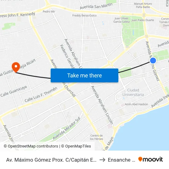Av. Máximo Gómez Prox. C/Capitán Eugenio De Marchena to Ensanche Piantini map