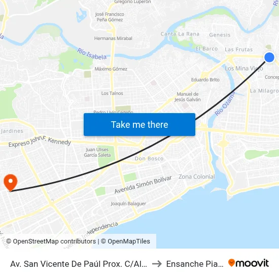 Av. San Vicente De Paúl Prox. C/Altagracia to Ensanche Piantini map