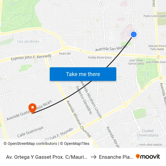 Av. Ortega Y Gasset Prox. C/Mauricio Baez to Ensanche Piantini map