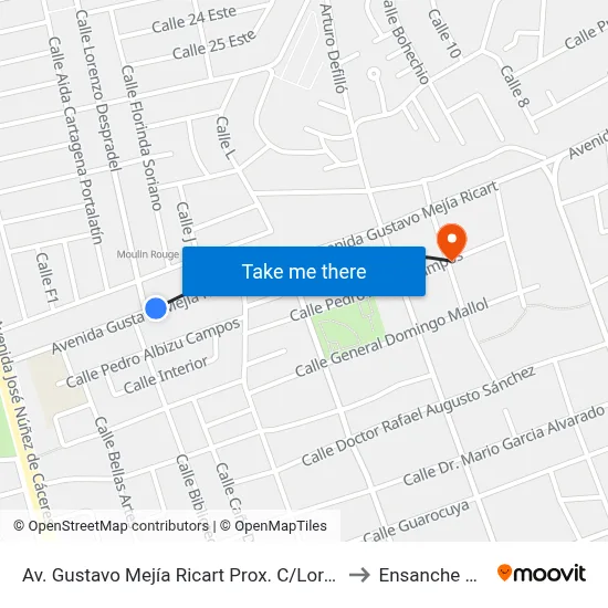 Av. Gustavo Mejía Ricart Prox. C/Lorenzo Despradel to Ensanche Piantini map