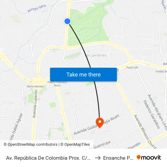 Av. República De Colombia Prox. C/Juan Marichal to Ensanche Piantini map