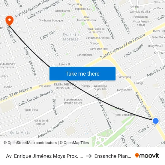 Av. Enrique Jiménez Moya Prox. C/B to Ensanche Piantini map