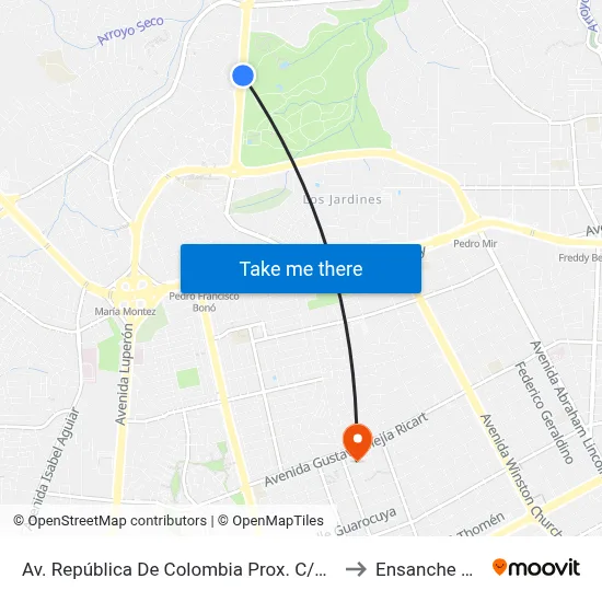 Av. República De Colombia Prox. C/Paseo Del Camu to Ensanche Piantini map