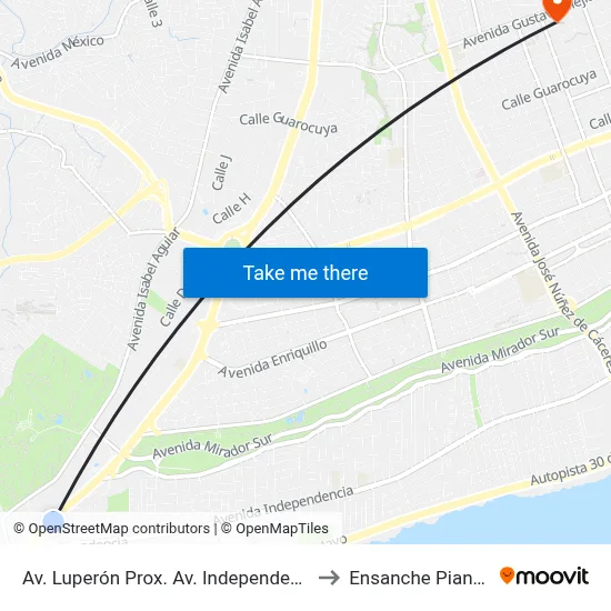 Av. Luperón Prox. Av. Independencia to Ensanche Piantini map