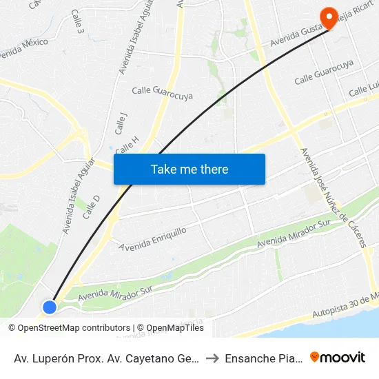 Av. Luperón Prox. Av. Cayetano Germosen to Ensanche Piantini map