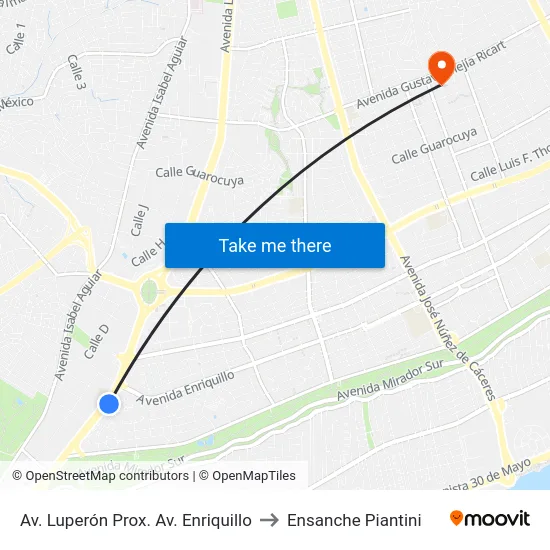 Av. Luperón Prox. Av. Enriquillo to Ensanche Piantini map