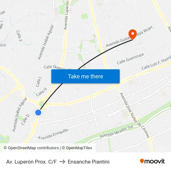 Av. Luperón Prox. C/F to Ensanche Piantini map