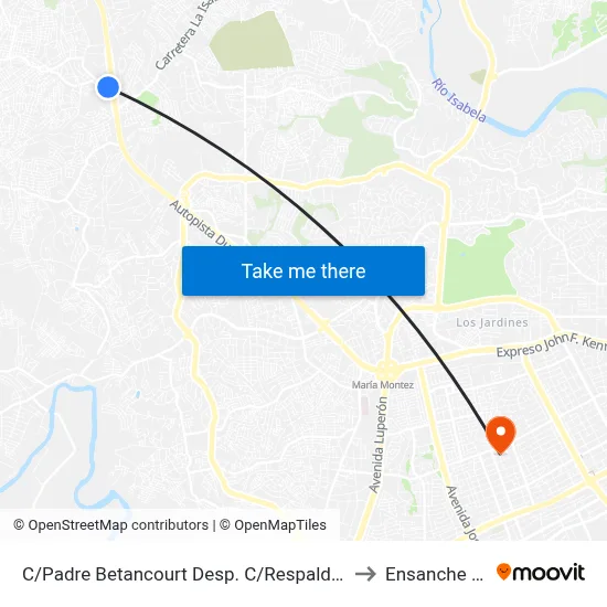 C/Padre Betancourt Desp. C/Respaldo Padre Betancourt to Ensanche Piantini map