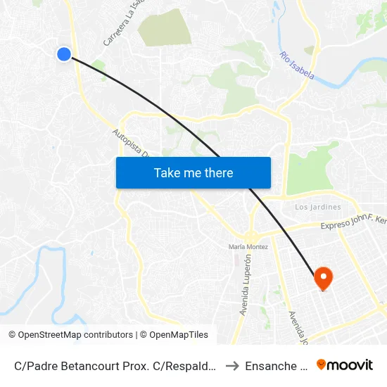 C/Padre Betancourt Prox. C/Respaldo Padre Betancourt to Ensanche Piantini map