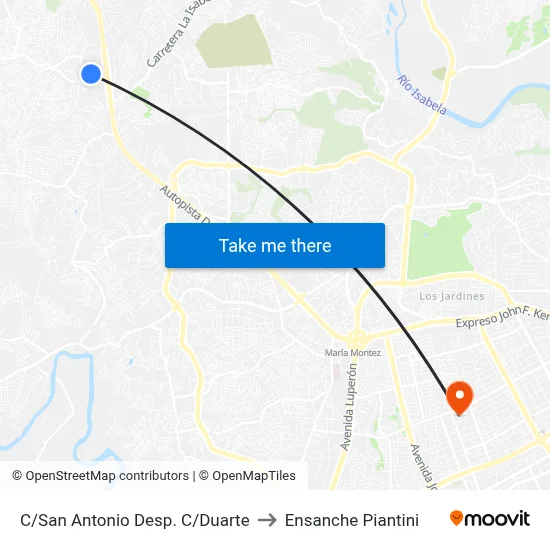C/San Antonio Desp. C/Duarte to Ensanche Piantini map
