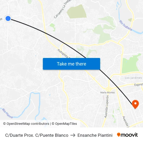 C/Duarte Prox. C/Puente Blanco to Ensanche Piantini map