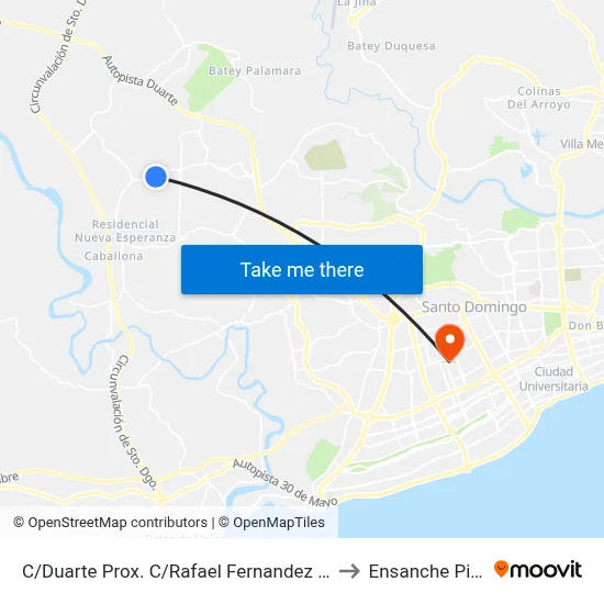 C/Duarte Prox. C/Rafael Fernandez Dominguez to Ensanche Piantini map