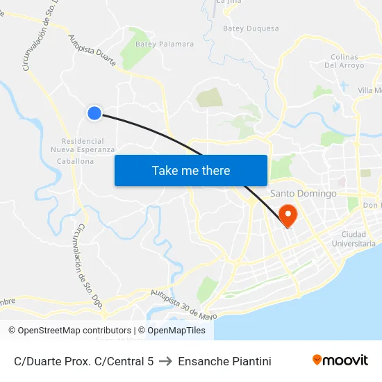 C/Duarte Prox. C/Central 5 to Ensanche Piantini map