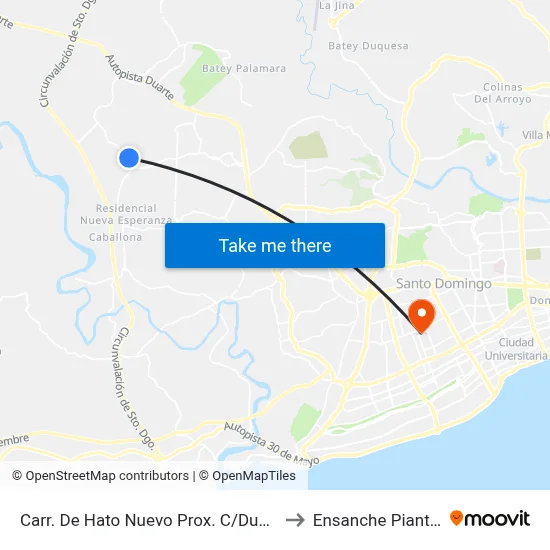 Carr. De Hato Nuevo Prox. C/Duarte to Ensanche Piantini map