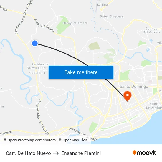 Carr. De Hato Nuevo to Ensanche Piantini map
