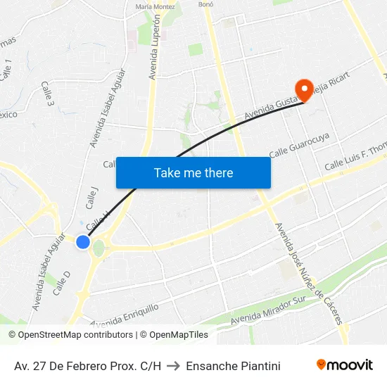 Av. 27 De Febrero Prox. C/H to Ensanche Piantini map