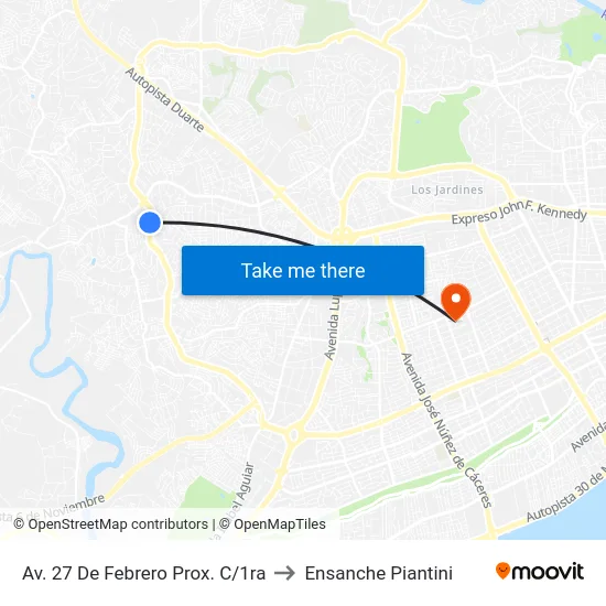 Av. 27 De Febrero Prox. C/1ra to Ensanche Piantini map