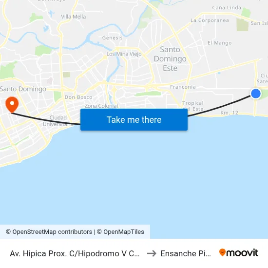 Av. Hipica Prox. C/Hipodromo V Centenario to Ensanche Piantini map