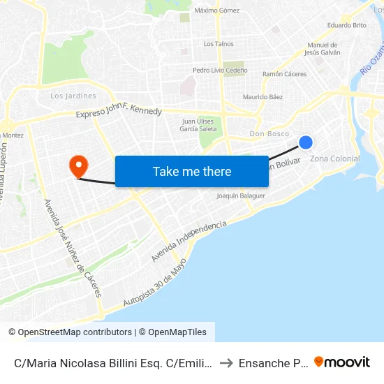 C/Maria Nicolasa Billini Esq. C/Emilio Prud'Homme to Ensanche Piantini map