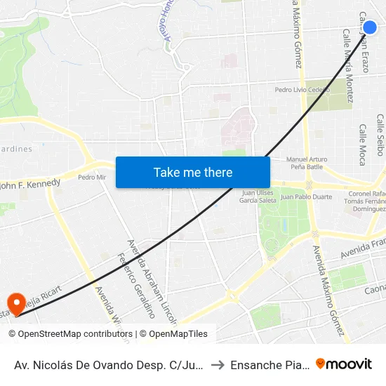 Av. Nicolás De Ovando Desp. C/Juan Erazo to Ensanche Piantini map