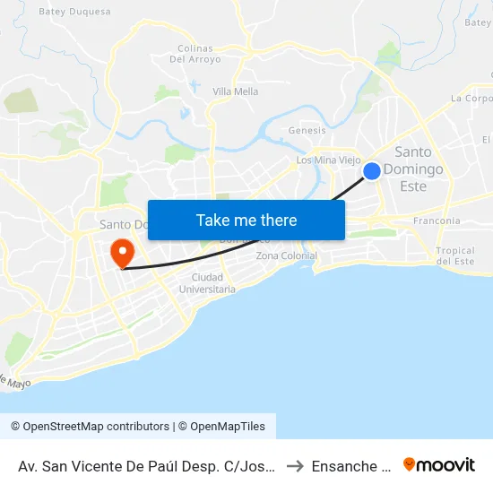 Av. San Vicente De Paúl Desp. C/Jose Antonio Jimenez to Ensanche Piantini map