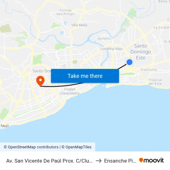 Av. San Vicente De Paúl Prox. C/Club De Leones to Ensanche Piantini map