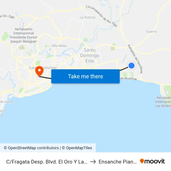C/Fragata Desp. Blvd. El Oro Y La Paz to Ensanche Piantini map