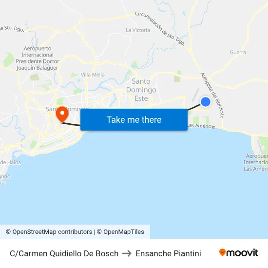 C/Carmen Quidiello De Bosch to Ensanche Piantini map