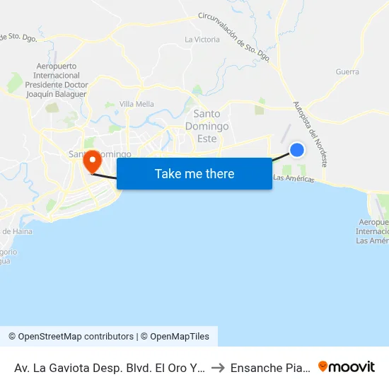 Av. La Gaviota Desp. Blvd. El Oro Y La Paz to Ensanche Piantini map