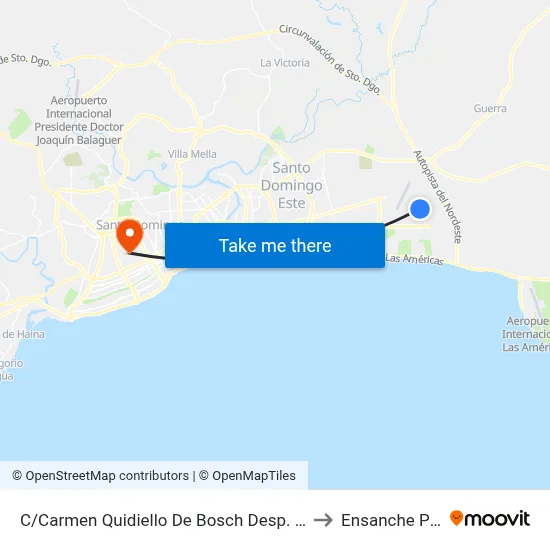 C/Carmen Quidiello De Bosch Desp. Av. La Gaviota to Ensanche Piantini map