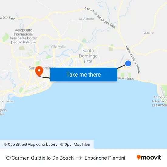 C/Carmen Quidiello De Bosch to Ensanche Piantini map