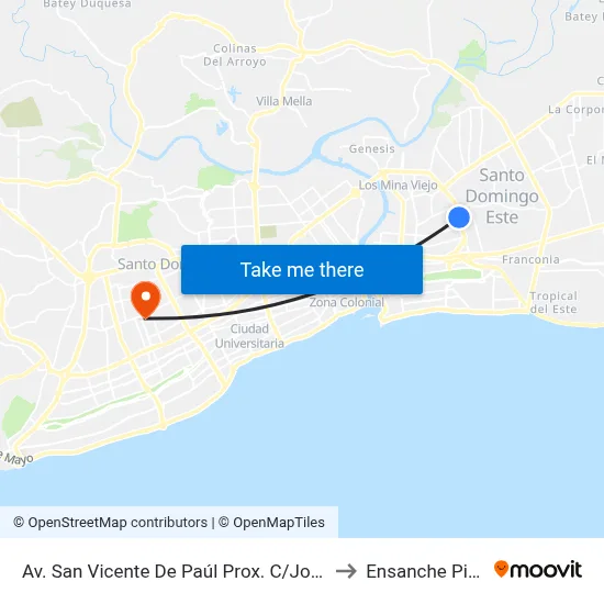 Av. San Vicente De Paúl Prox. C/Jose Cabrera to Ensanche Piantini map