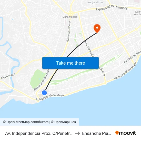 Av. Independencia Prox. C/Penetracion to Ensanche Piantini map