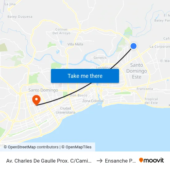 Av. Charles De Gaulle Prox. C/Camino De Cancino to Ensanche Piantini map