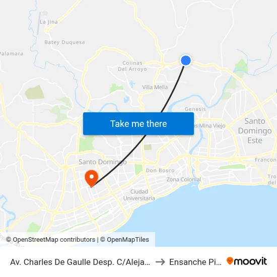 Av. Charles De Gaulle Desp. C/Alejandro Guillen to Ensanche Piantini map