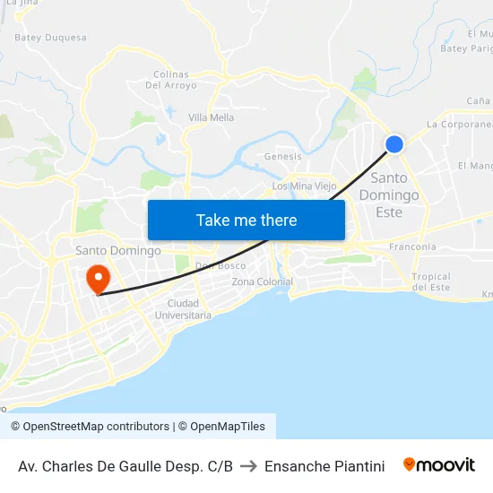 Av. Charles De Gaulle Desp. C/B to Ensanche Piantini map