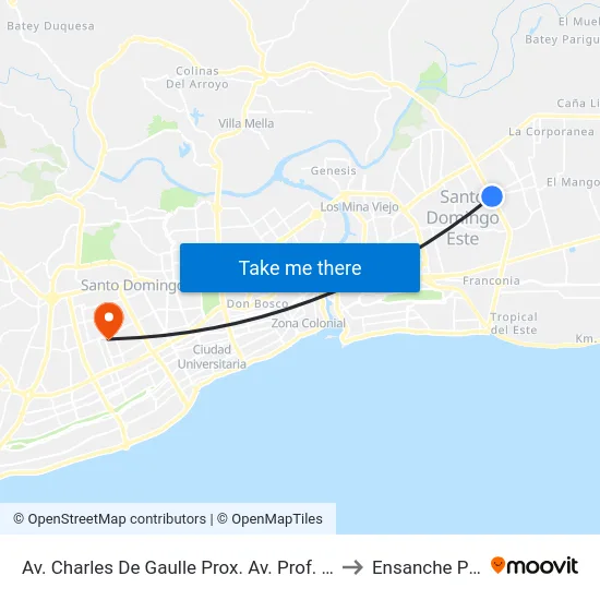 Av. Charles De Gaulle Prox. Av. Prof. Simon Orozco to Ensanche Piantini map