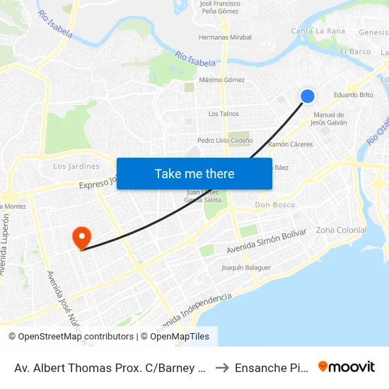 Av. Albert Thomas Prox. C/Barney N. Morgan to Ensanche Piantini map
