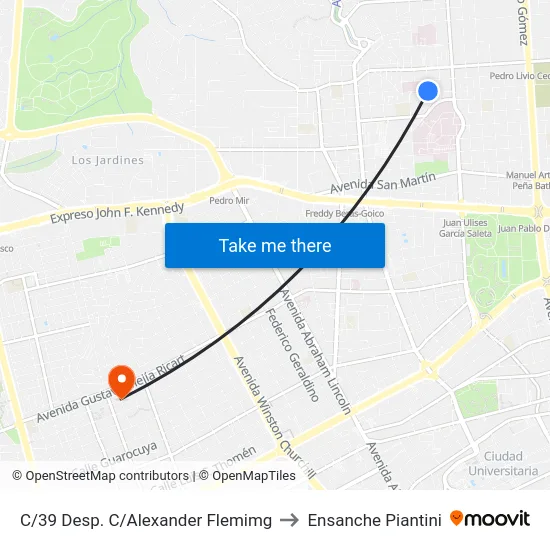 C/39 Desp. C/Alexander Flemimg to Ensanche Piantini map