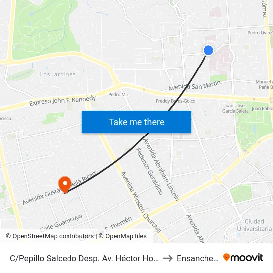 C/Pepillo Salcedo Desp. Av. Héctor Homero Hernández Vargas to Ensanche Piantini map