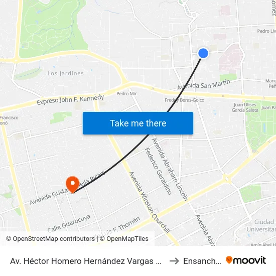 Av. Héctor Homero Hernández Vargas Prox. C/Horacio Blanco Fombona to Ensanche Piantini map