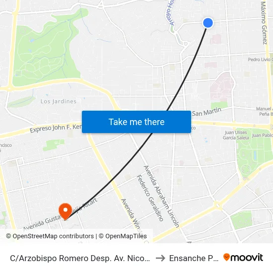 C/Arzobispo Romero Desp. Av. Nicolás De Ovando to Ensanche Piantini map