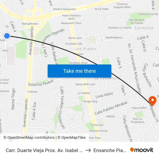 Carr. Duarte Vieja Prox. Av. Isabel Aguiar to Ensanche Piantini map