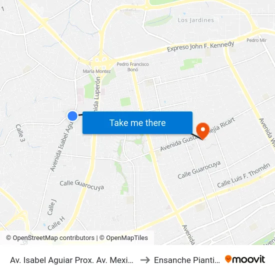Av. Isabel Aguiar Prox. Av. Mexico to Ensanche Piantini map