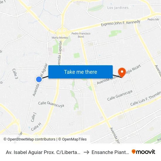 Av. Isabel Aguiar Prox. C/Libertador to Ensanche Piantini map