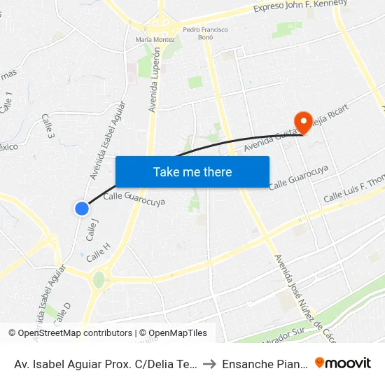 Av. Isabel Aguiar Prox. C/Delia Teresa to Ensanche Piantini map