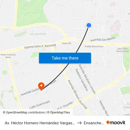 Av. Héctor Homero Hernández Vargas Desp. C/Lope De Vega to Ensanche Piantini map